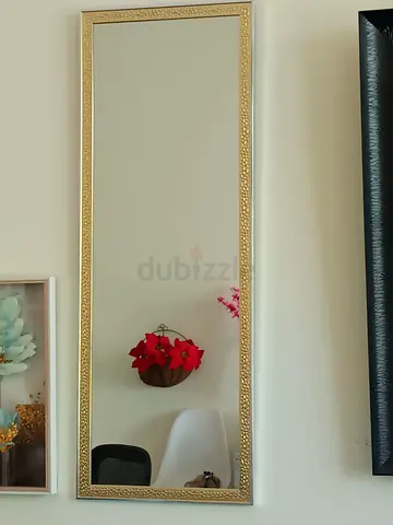 Full-Length Gold Framed Wall Mirror - Slim Design