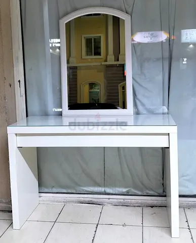 White Dressing Table with Mirror - Simple Modern Design