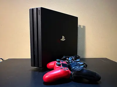 PlayStation 4 Pro with Stand with 2 Controllers - Excellent Clean Working Never Repaired