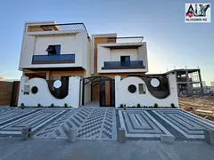 Villa for sale in Ajman, Al Helio area. 4 master bedrooms, majlis, living room, and maid's room.