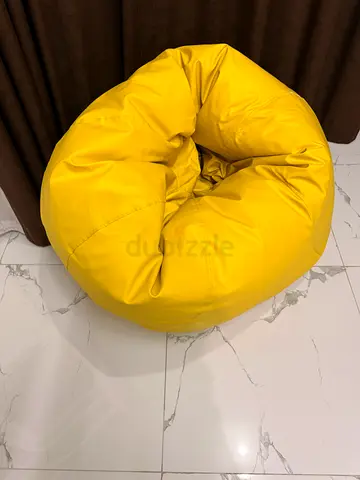 Yellow and Red Round Bean Bag Chair - Good Condition, big size for adults and filled with beans 2 no