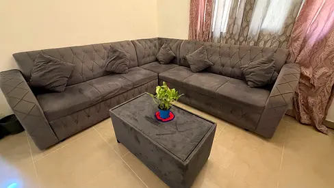 L Shaped sofa with table