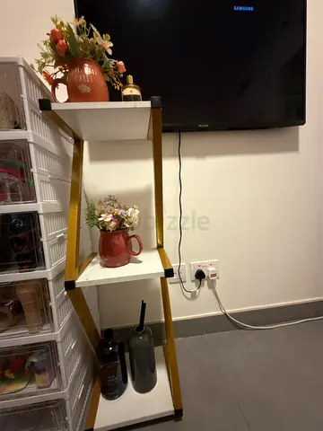 Wooden 3-Tier Ladder Shelf - White  Oak Finish
