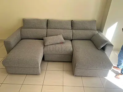 Ikea Eskelstuna L shape sofa bed Gray Light Grey Modular L-Shape Fabric Sofa - 3 Seater with Chaise