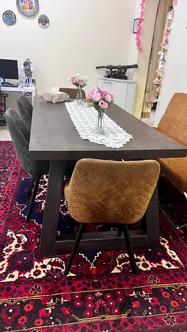 Dining Table with 4 Dining chairs and dining sofa