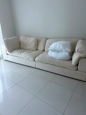 Beige 3-Seater Fabric Sofa in Good Condition