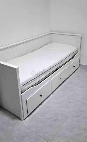 IKEA Hamnes daybed with 3 big storage drawers and 2 IKEA mattresses