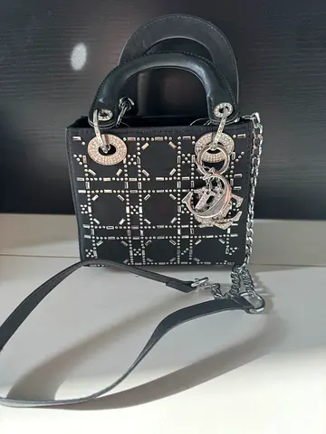 Black Studded Mini Handbag with Chain Strap
