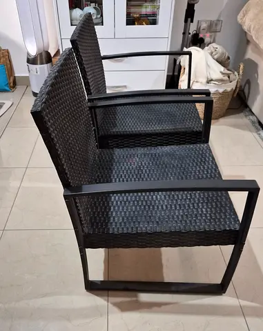 Pair of Black Outdoor/Patio Rattan Armchairs - Good Condition