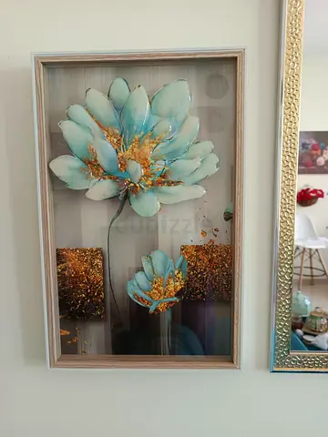 Framed 3D Floral Wall Art with Gold Leaf Accents