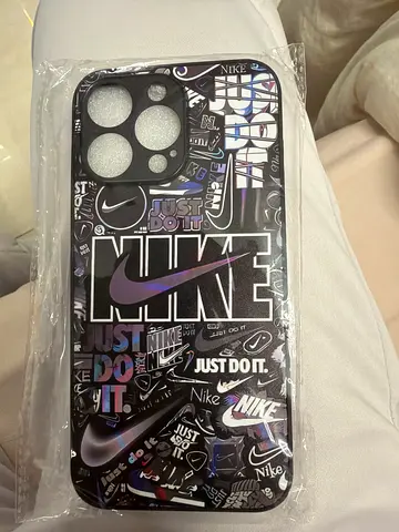 Nike-themed Protective iPhone 15promax Case (Black Graphic Design)