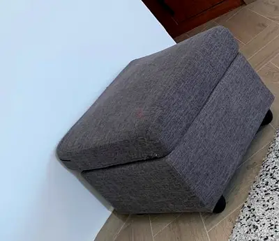 Grey Fabric Storage Ottoman / Footstool - Compact and Clean/ L shape