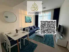 Furnished one-bedroom apartment with a full sea view on Ajman Corniche. First occupancy. Includes bi
