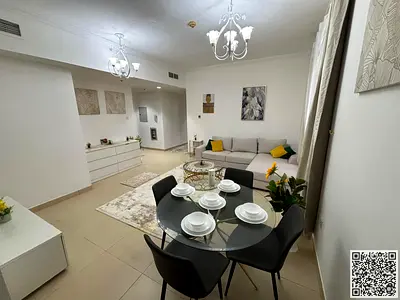 Furnished one-bedroom apartment with new furniture for monthly rent in Ajman - Al Jurf 2 - Al Yasmin Towers - opposite City Centre