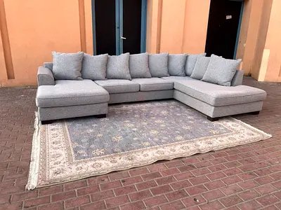 Light grey u shape sofa