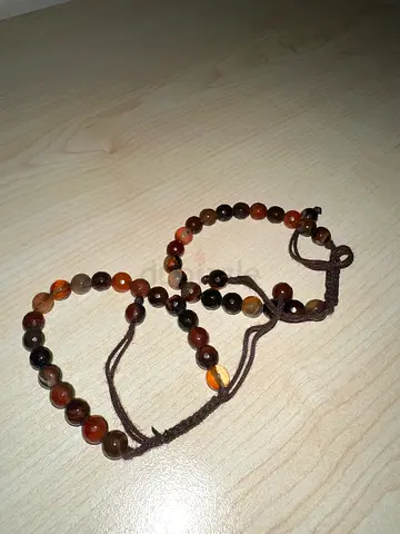 Handmade Brown Agate Bead Bracelets (Set of 2) - Adjustable Cord