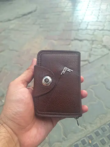 Brown leather zip wallet with snap coin pocket - used