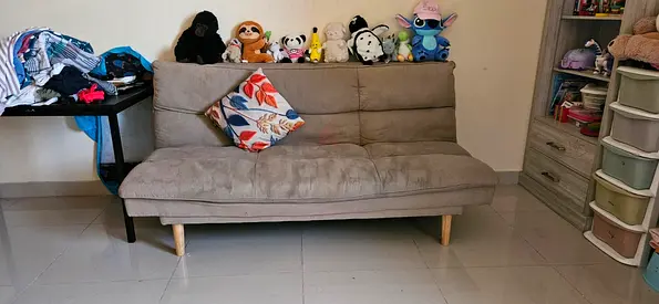 Beige 2-Seater Sofa / Sofa Bed in Good Used Condition
