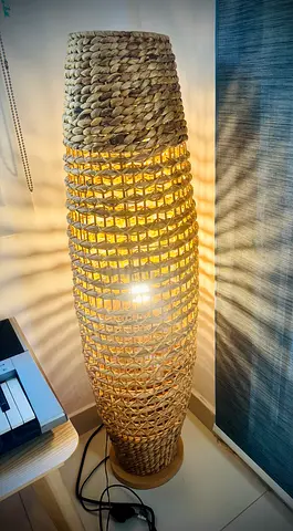 Natural Water Hyacinth Floor Lamp - 120 cm Boho Style