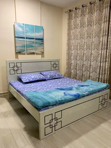 King Size Wooden Bed Frame with Headboard - Light Finish