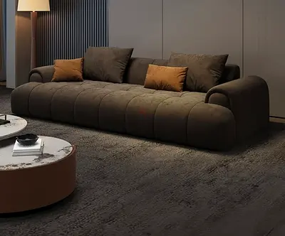 Modern Low-Profile 3-Seater Sofa in Dark Taupe