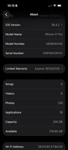 iPhone 17 Pro 256GB - white, Unlocked, Excellent Condition