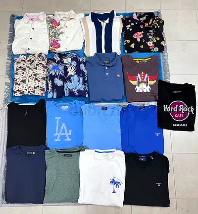 Lot of 18 assorted mens casual shirts and tees - mixed brands, size L/M