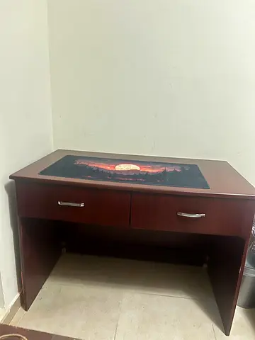 Wooden Study Desk with Two Drawers - Dark Cherry