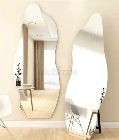 Modern and Asymmetrical Full-Body Mirror with Stand or Hanging 158cmx48cm