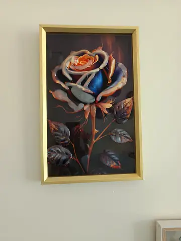 Framed 3D Metallic Rose Wall Art in Gold Frame