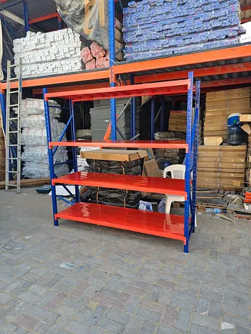 Heavy Duty Industrial Storage Racking - 4 Shelf Pallet Racks (Blue/orange)