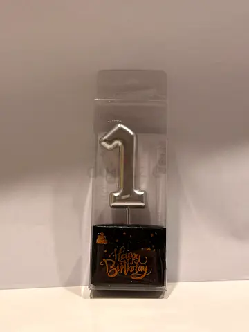 Silver Number 1 Birthday Candle - Brand New