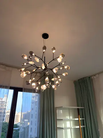 Modern Sputnik Branch Chandelier with Glass Bulb Shades