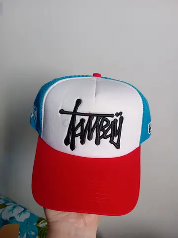 Red  Teal Tambay Cap with Embroidered Front Logo