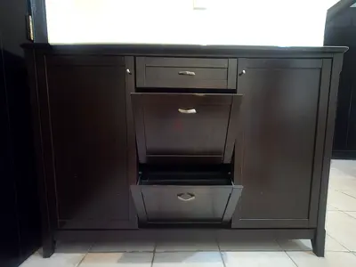 Dark Wood Shoe Cabinet with Storage Drawers / Sideboard