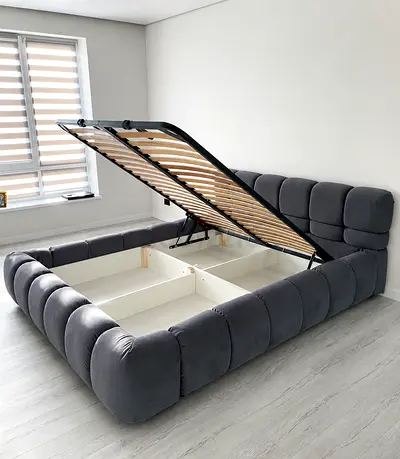 Hydraulic Optional King size Brand New Bed, Gray color