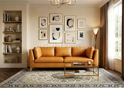 Large Traditional Middle-Eastern Style Area Rug in Beige  Blue