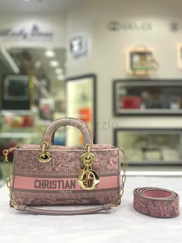 Christian Dior Pink/Gray Medium Lady D-Joy Tote Bag (Authentic/PreOwned)