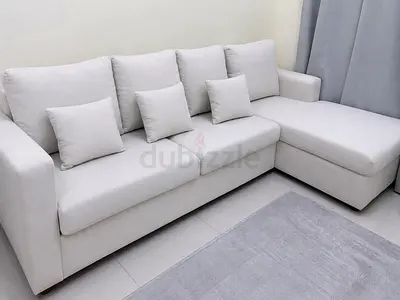 Light  L-Shaped Fabric Sofa with Chaise - 3 Seater