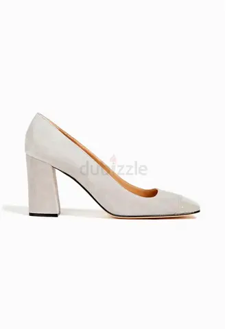 Light Grey Suede Block Heel Pumps from Sergio Rossi - Size 38