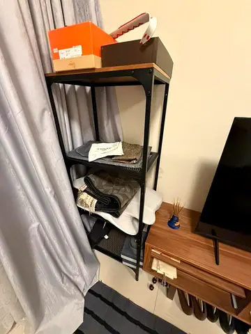 Slim 4-Tier Metal Shelving Unit - Black, Compact Storage Rack