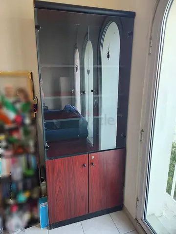 Wardrobe with Glass  Wooden Doors – stylish storage with a modern touch