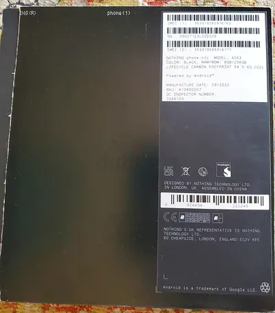 Nothing Phone (1) - Original Box (Black) - Unused/Like New
