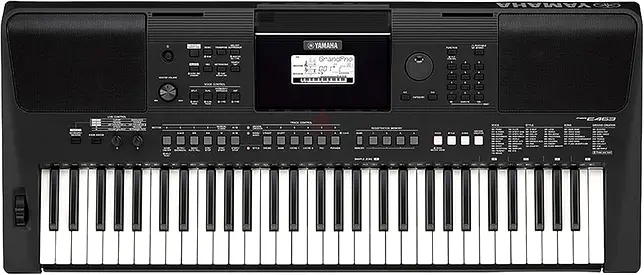 Yamaha PSR-E463 keyboard along with the adapter and stand