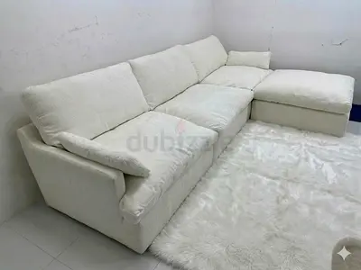 White color feather 🪶 filled modular 4 piece sofa