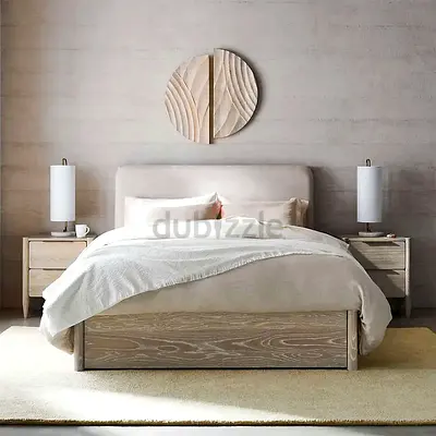 Crate barrel Casa White Oak Wood King Storage Bed