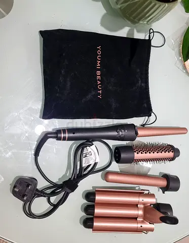 Youmi Beauty 4-in-1 Hair Styler Kit - Curling Wand, Hot Brush, Triple Barrel