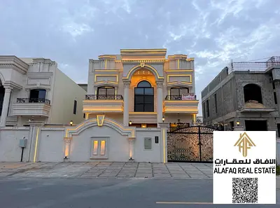 Luxury 6 Master Bedroom Villa for Sale in Al Helio 2 Ajman Opposite Al Hamidiya Park | Classic Stone Design | VIP Finishing | Roof & Garden Included