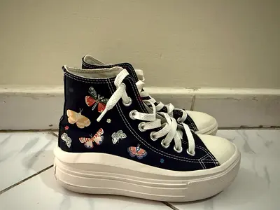 Converse Hightop platform butterfly shoes