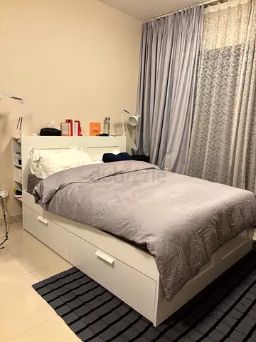 White Storage Bed with Headboard Shelves - Double/Queen
